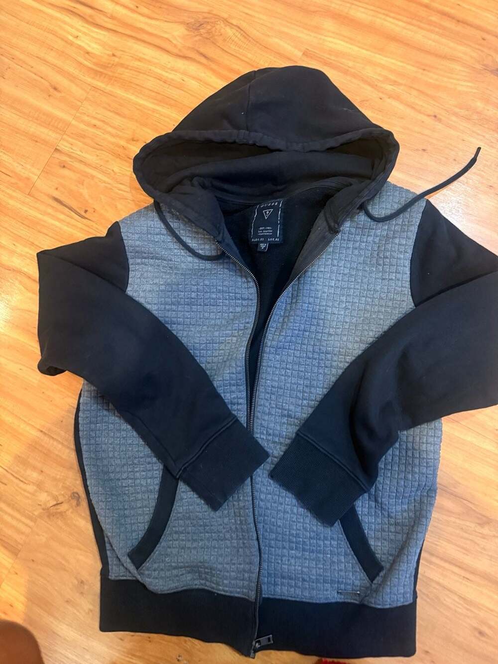 GUESS Men's Quilted Front Full-Zip Hoodie Sweatshirt